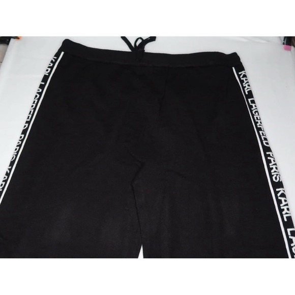 Karl Lagerfeld París Women's Wide Leg Side Logo Pants Sz L Chic Modern NWOT - Picture 5 of 12